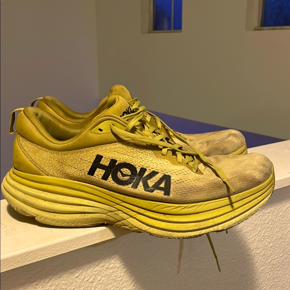 Hoka Yellow Running Shoes (Bondi 8)